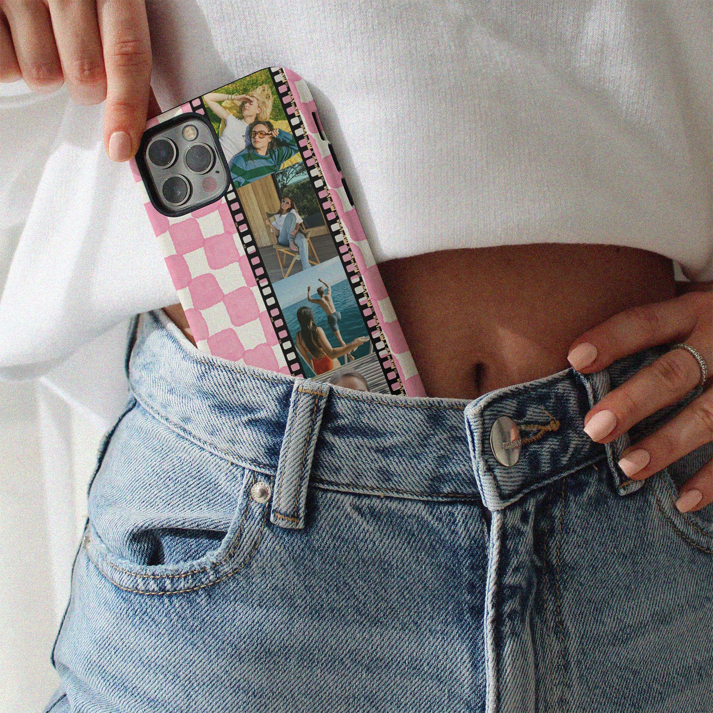 CUSTOM PHOTO Think Pink Aesthetic iPhone Case