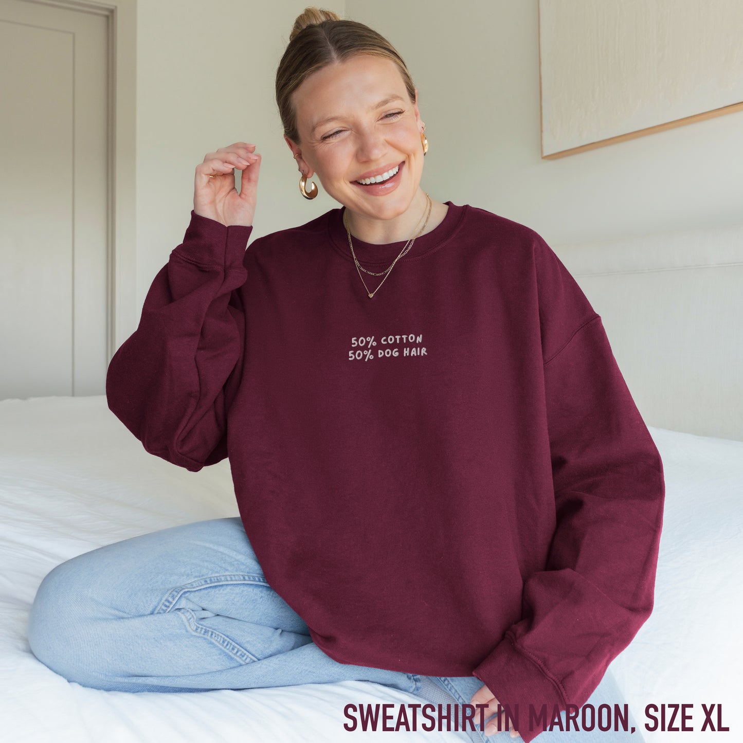 50% Cotton 50% Dog Hair Embroidered Sweatshirt