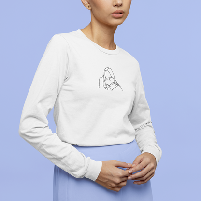 CUSTOM Embroidered Photo Portrait Long Sleeve T-Shirt