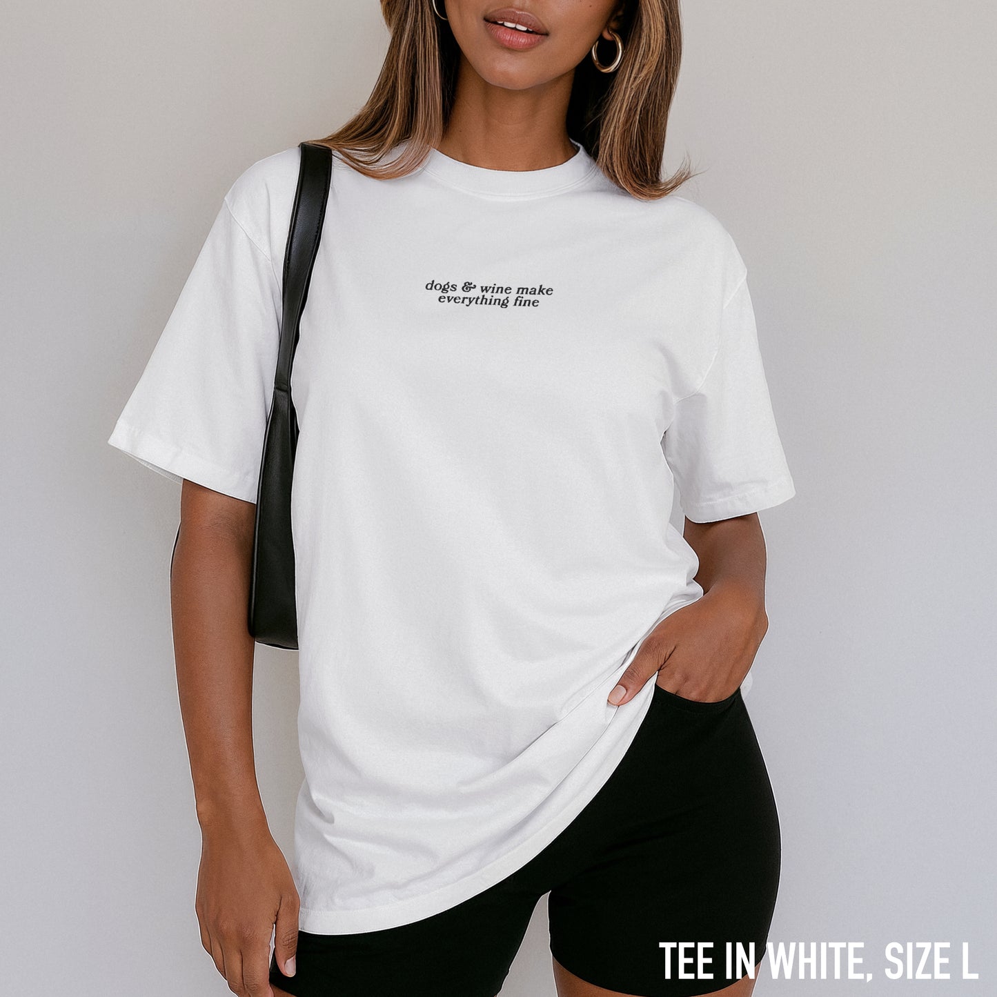 Dogs & Wine Make Everything Fine Embroidered Classic T-Shirt