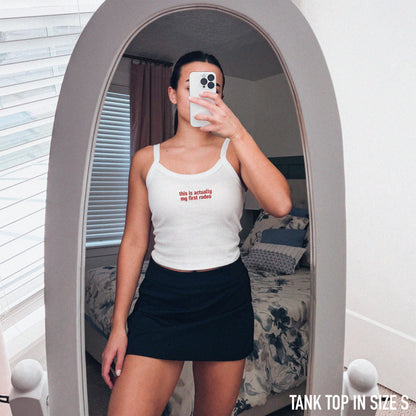 This is Actually My First Rodeo Rib Embroidered Tank Top