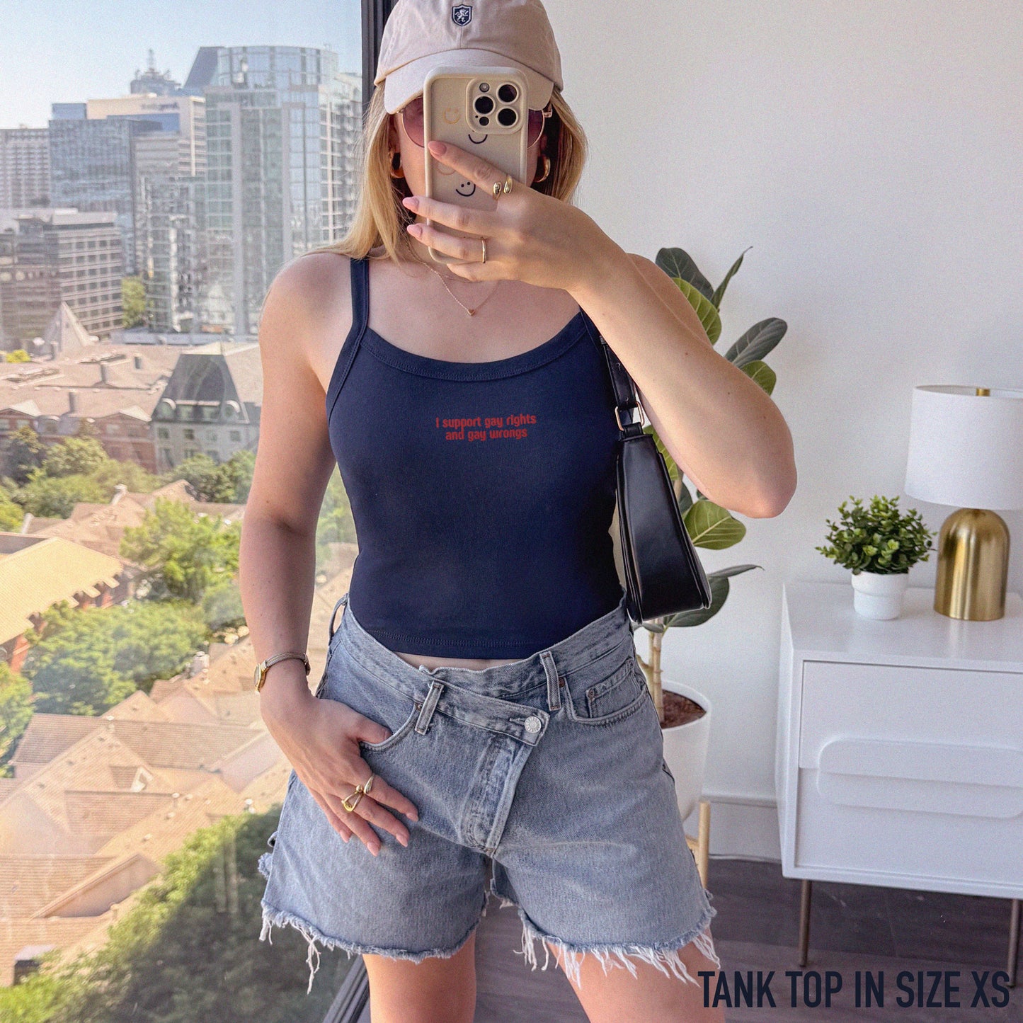 I Support Gay Rights and Wrongs Rib Embroidered Tank Top