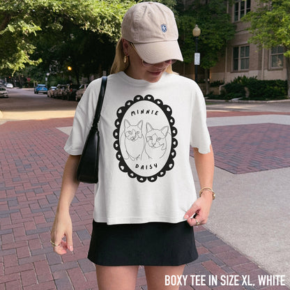 CUSTOM Pet Portrait Heart Frame Boxy Tee