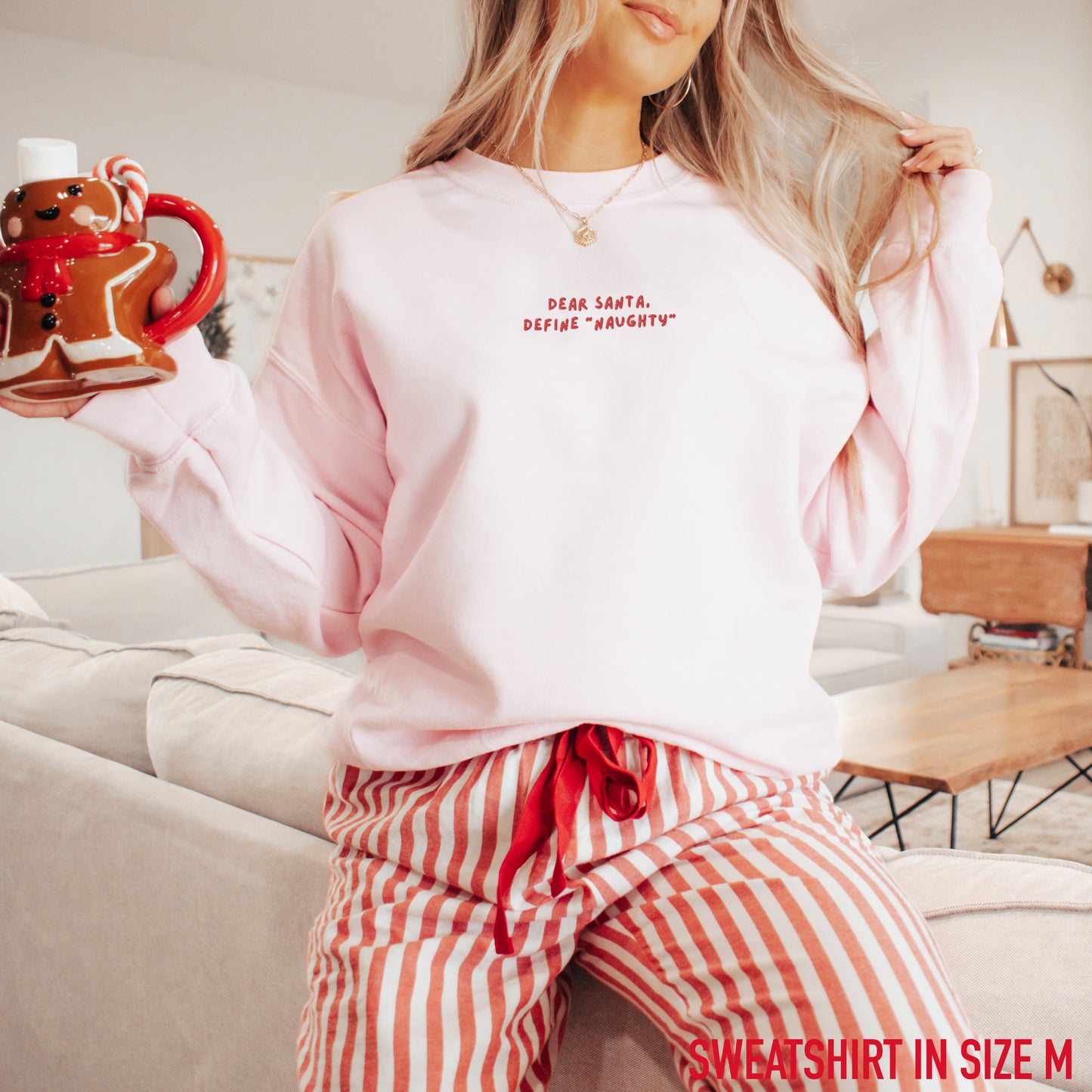 Dear Santa Define Naughty Embroidered Christmas Sweatshirt