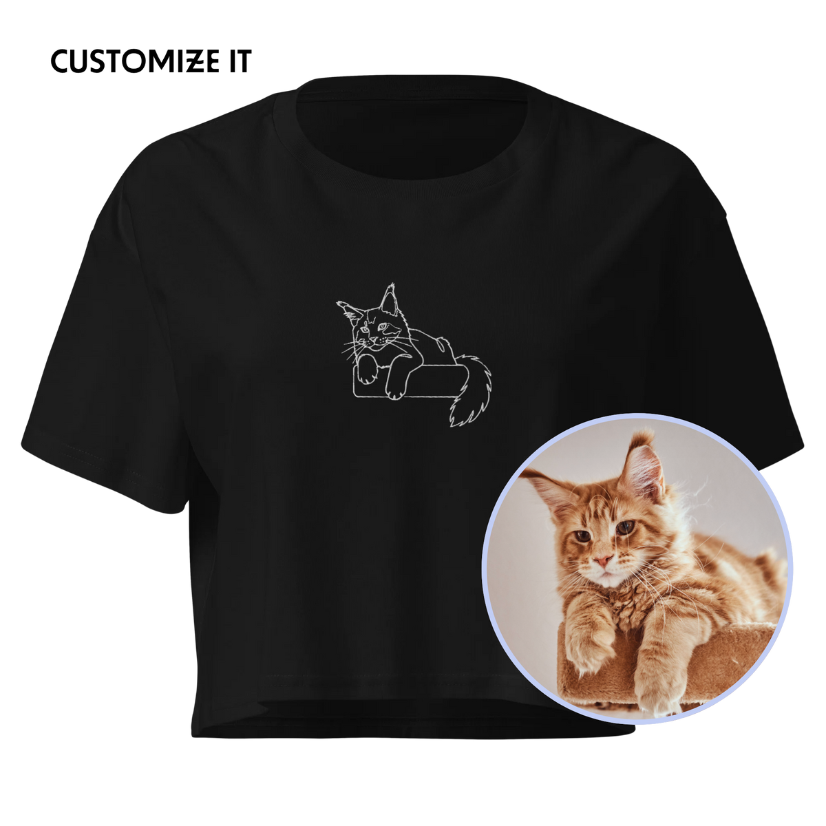 CUSTOM YOUR PET Portrait Embroidered Crop Tee