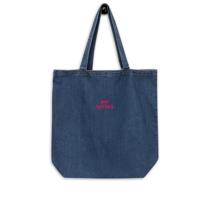 CUSTOM Your Text Blocky Embroidered Organic Denim Tote Bag
