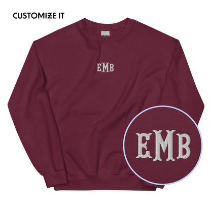 CUSTOM Fishtail Monogrammed Initials Embroidered Sweatshirt