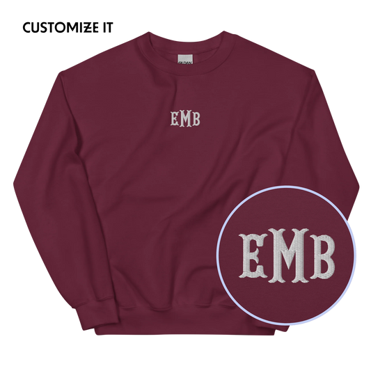 CUSTOM Fishtail Monogrammed Initials Embroidered Sweatshirt