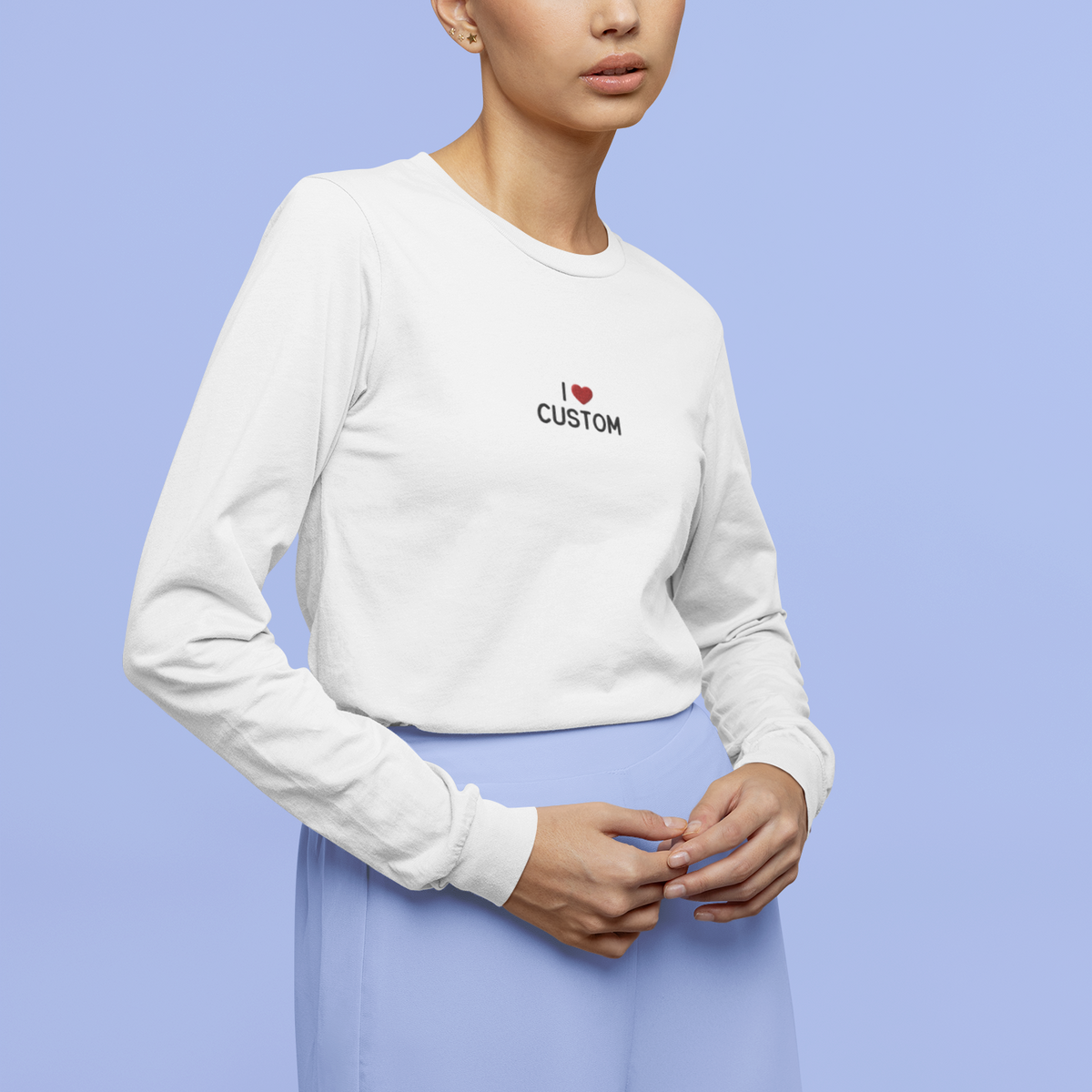 I Love (CUSTOM) Embroidered Long Sleeve T-Shirt
