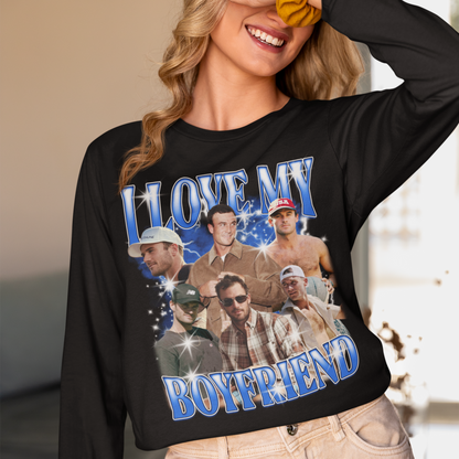CUSTOM I Love My Boyfriend Photo Bootleg Long Sleeve T-Shirt