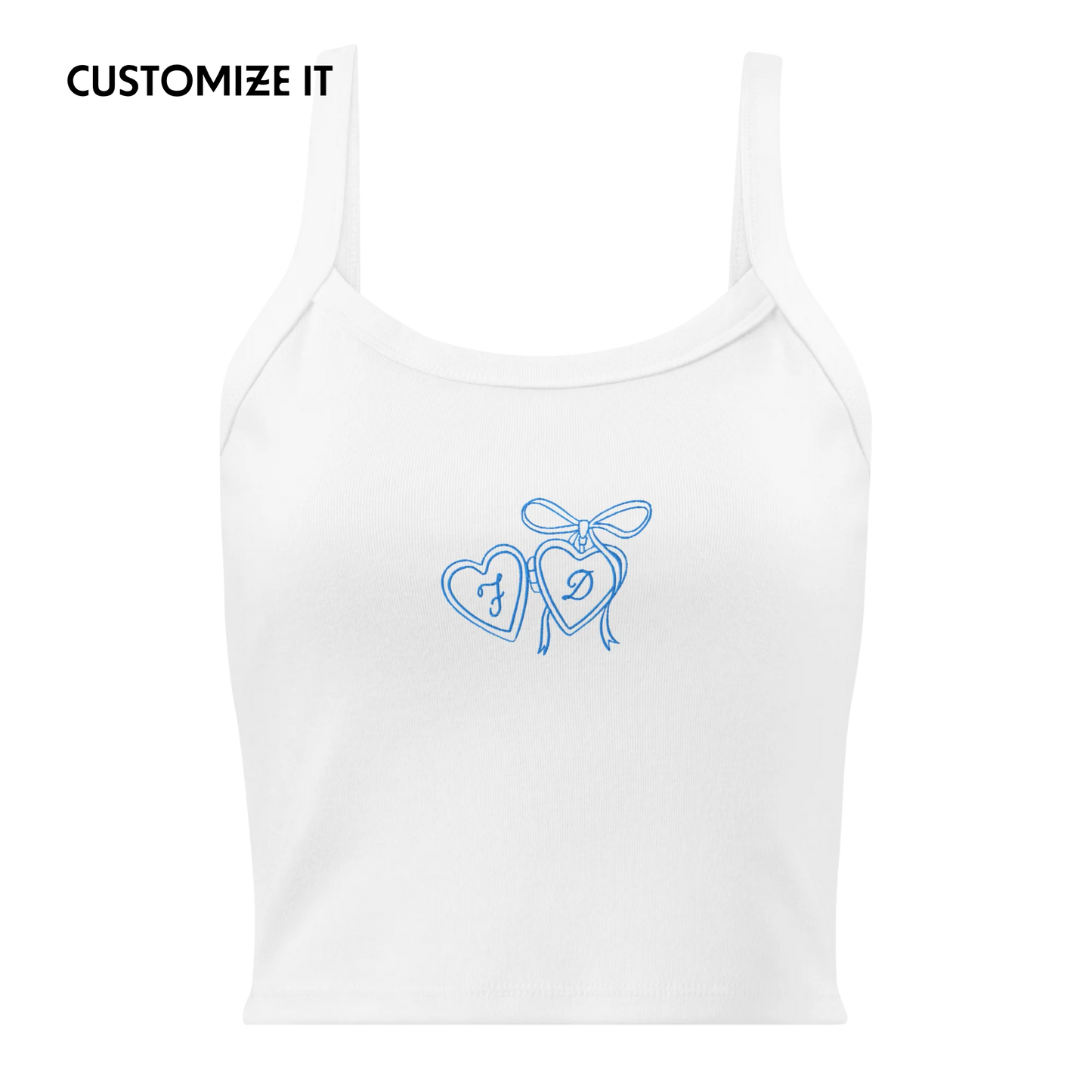 CUSTOM Couple Initials Wedding Bride Groom Rib Embroidered Tank Top