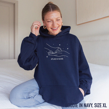 CUSTOM Dog & Owner Paw Hand Embroidered Hoodie