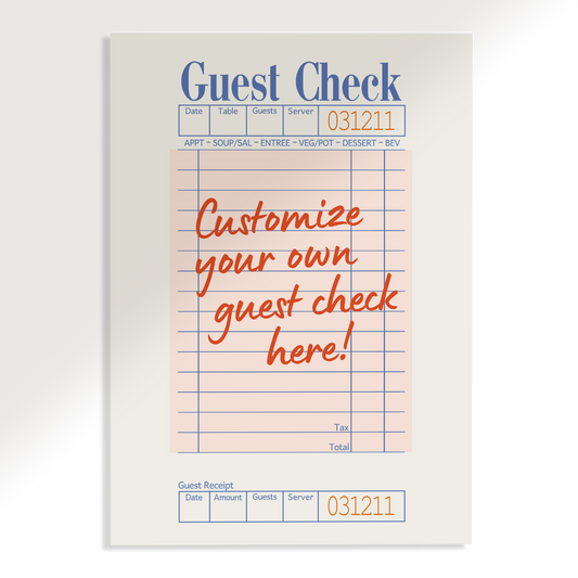 CUSTOM Guest Check Wall Art Print (Beige)