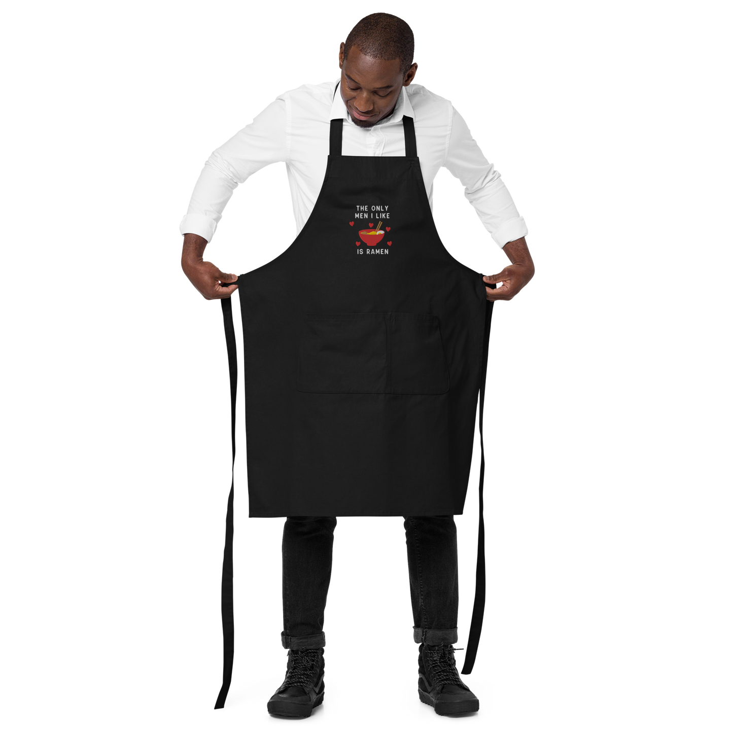 The Only Men I Like Ramen Embroidered Organic Cotton Apron