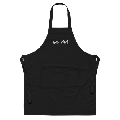 Yes, Chef Cursive Embroidered Organic Cotton Apron