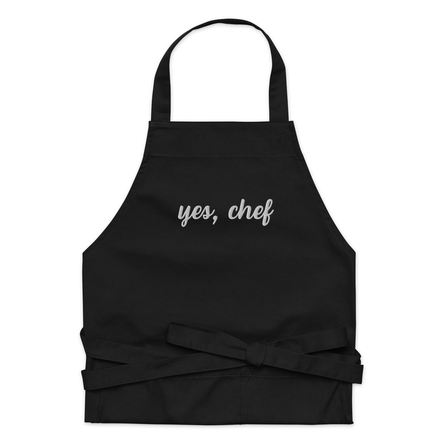 Yes, Chef Cursive Embroidered Organic Cotton Apron