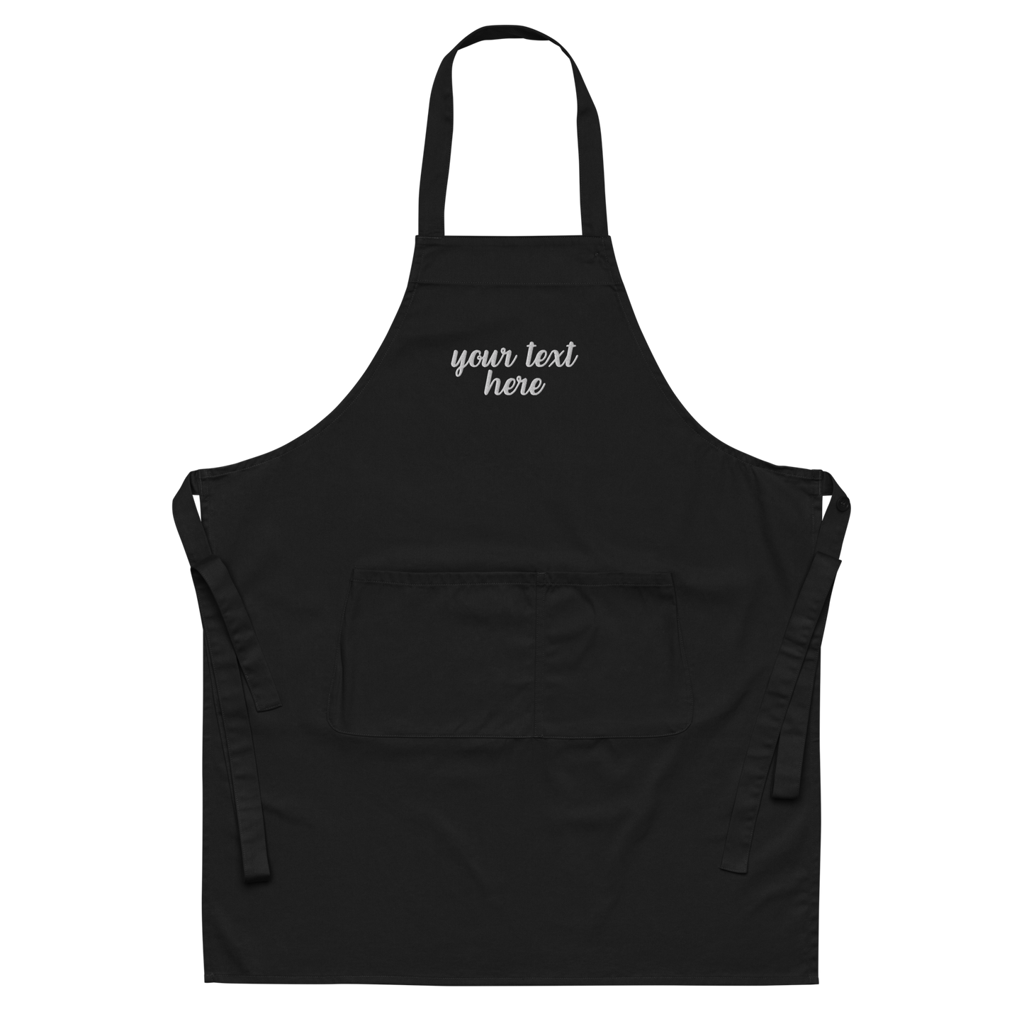 CUSTOM Your Text Cursive Embroidered Organic Cotton Apron