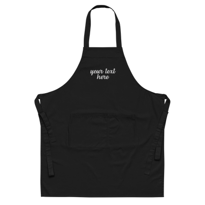 CUSTOM Your Text Cursive Embroidered Organic Cotton Apron