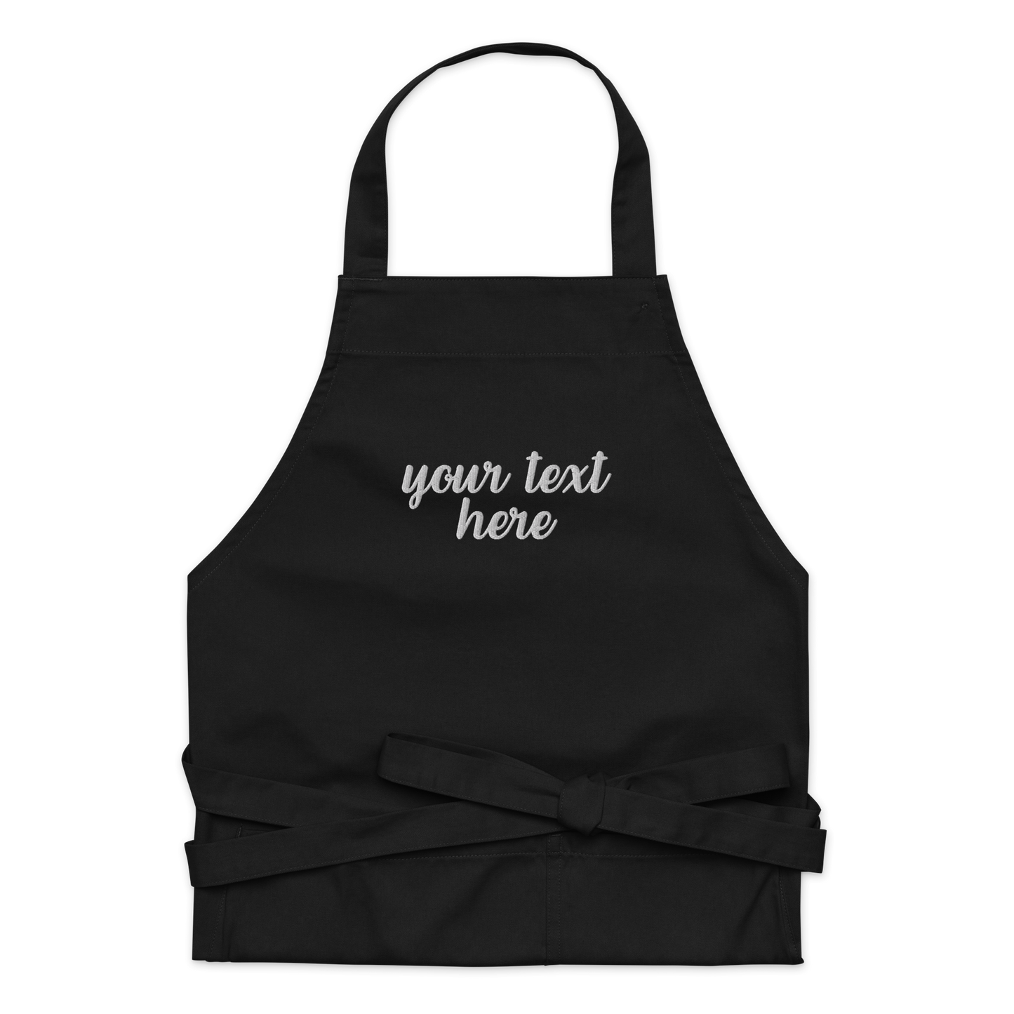 CUSTOM Your Text Cursive Embroidered Organic Cotton Apron