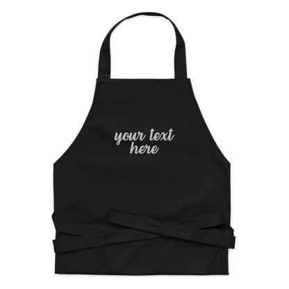 CUSTOM Your Text Cursive Embroidered Organic Cotton Apron