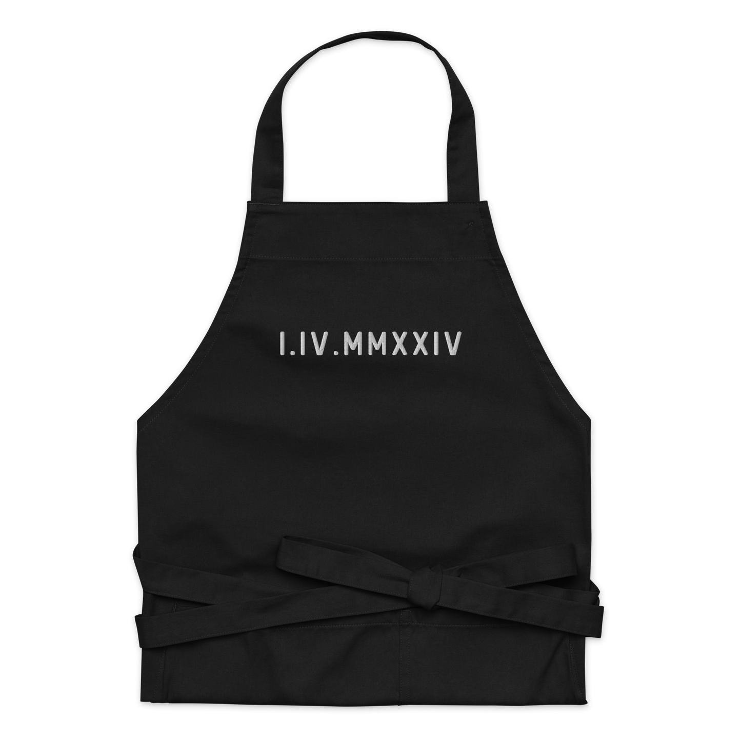 CUSTOM Roman Numerals Date Embroidered Organic Cotton Apron