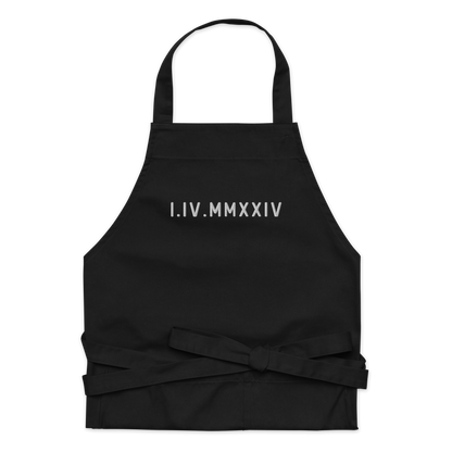 CUSTOM Roman Numerals Date Embroidered Organic Cotton Apron