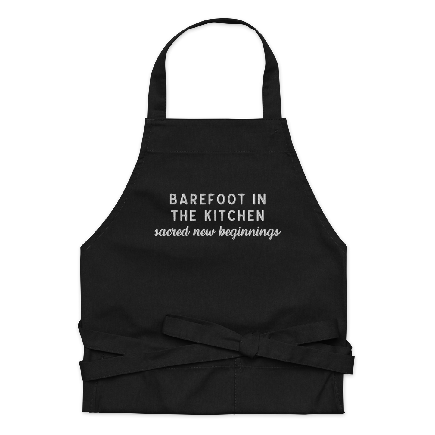 Barefoot in The Kitchen Embroidered Organic Cotton Apron