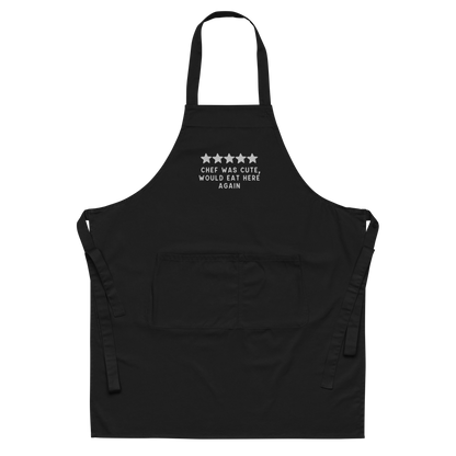 Chef Was Cute Embroidered Organic Cotton Apron