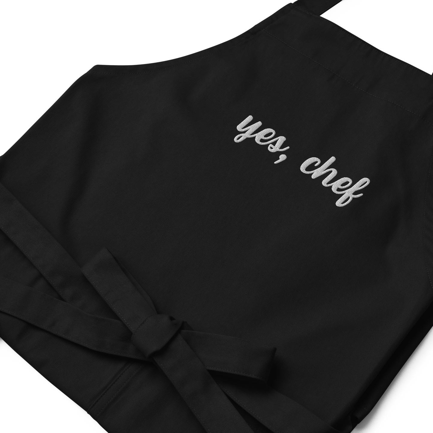 Yes, Chef Cursive Embroidered Organic Cotton Apron