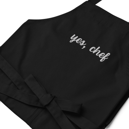 Yes, Chef Cursive Embroidered Organic Cotton Apron