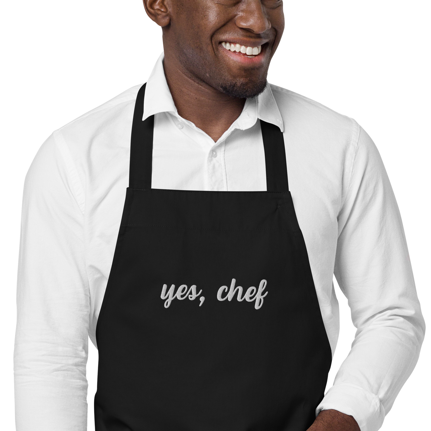 Yes, Chef Cursive Embroidered Organic Cotton Apron