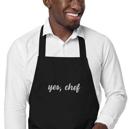 Yes, Chef Cursive Embroidered Organic Cotton Apron