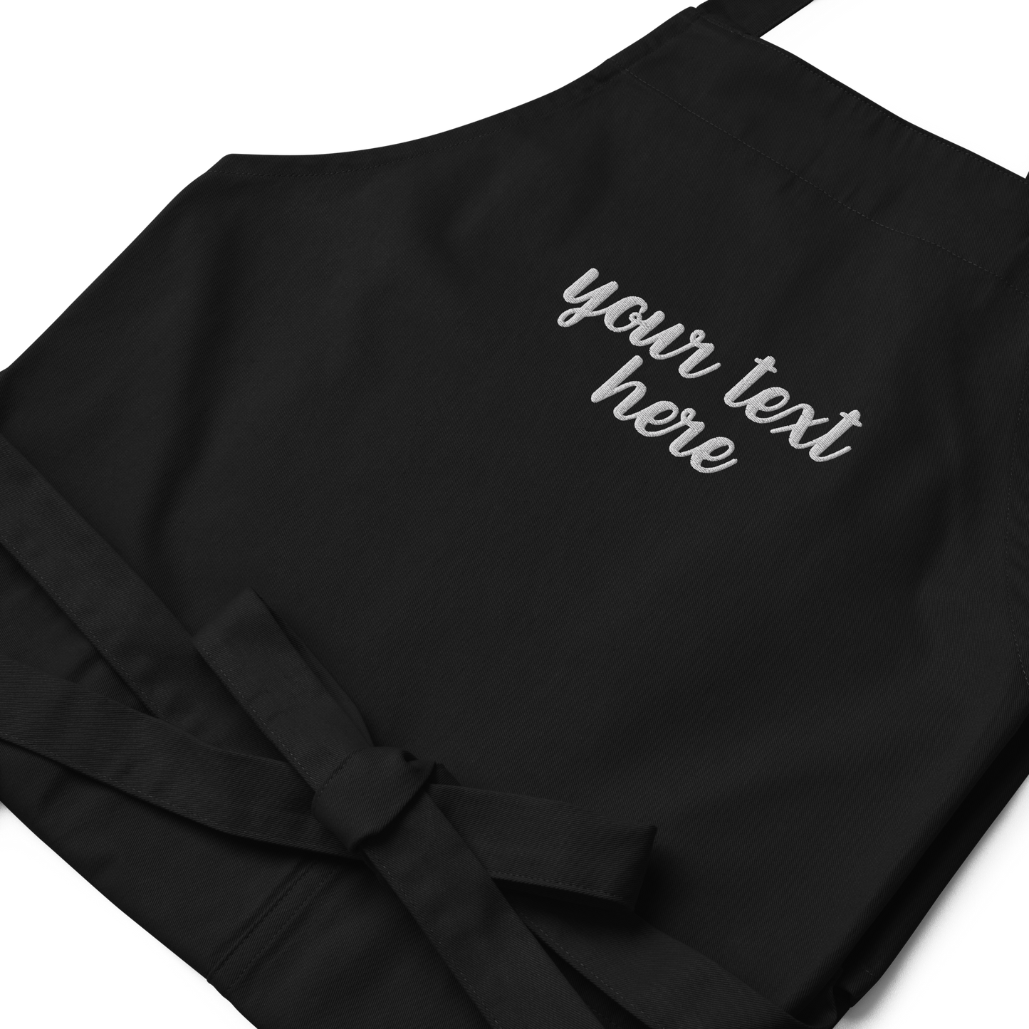 CUSTOM Your Text Cursive Embroidered Organic Cotton Apron