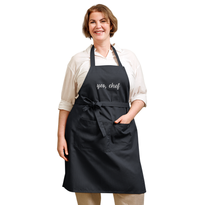 Yes, Chef Cursive Embroidered Organic Cotton Apron