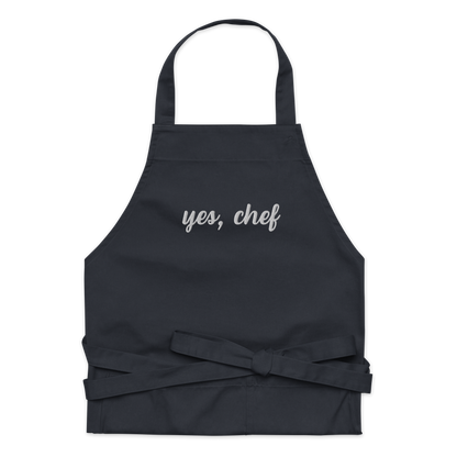 Yes, Chef Cursive Embroidered Organic Cotton Apron