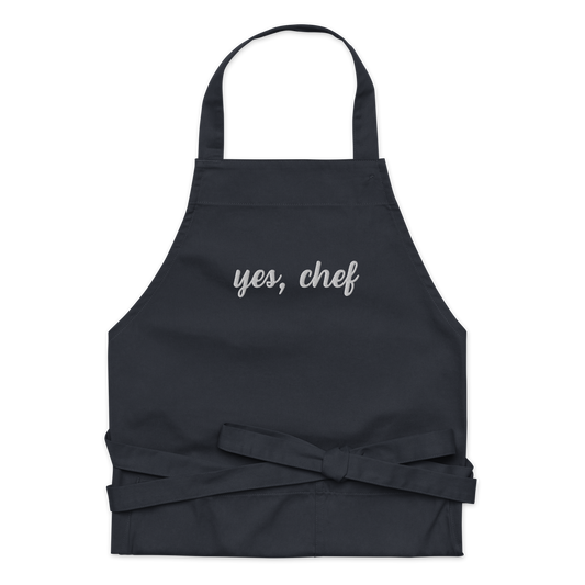 Yes, Chef Cursive Embroidered Organic Cotton Apron