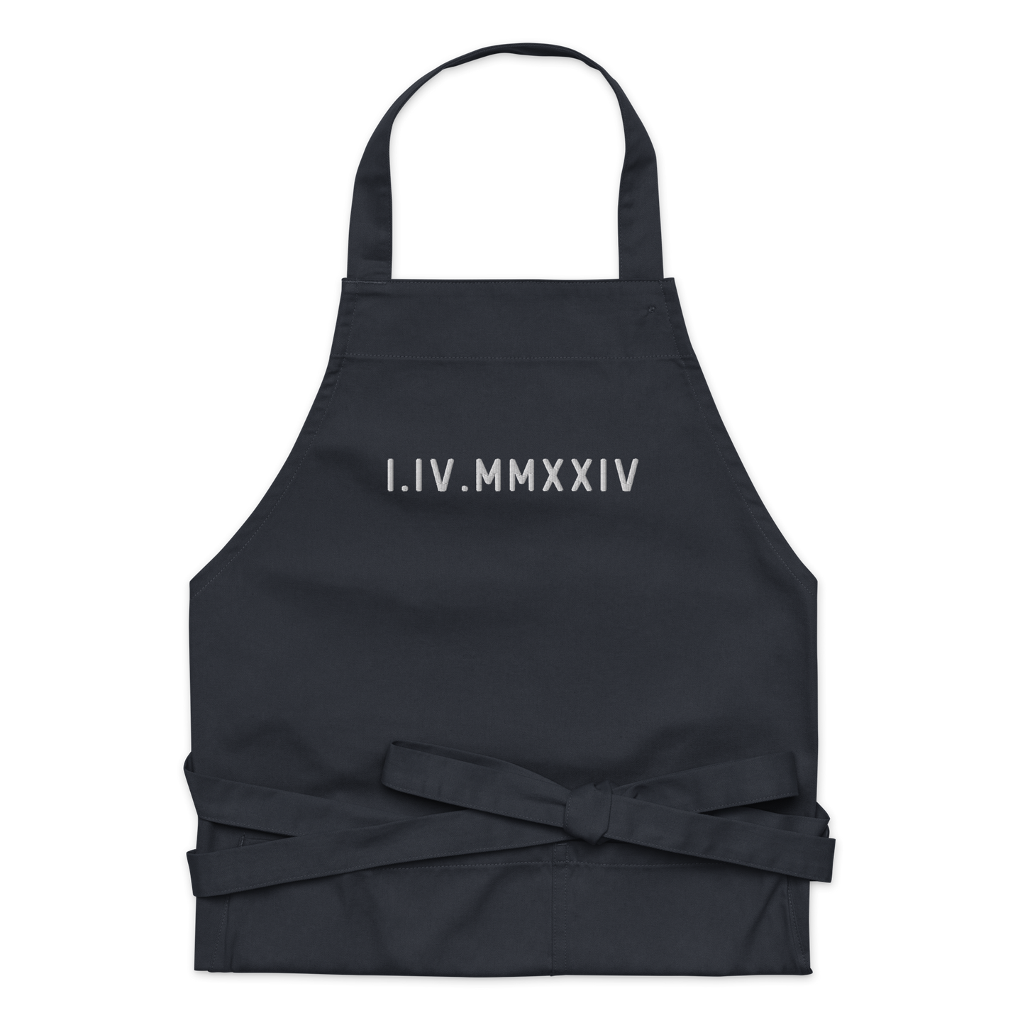 CUSTOM Roman Numerals Date Embroidered Organic Cotton Apron