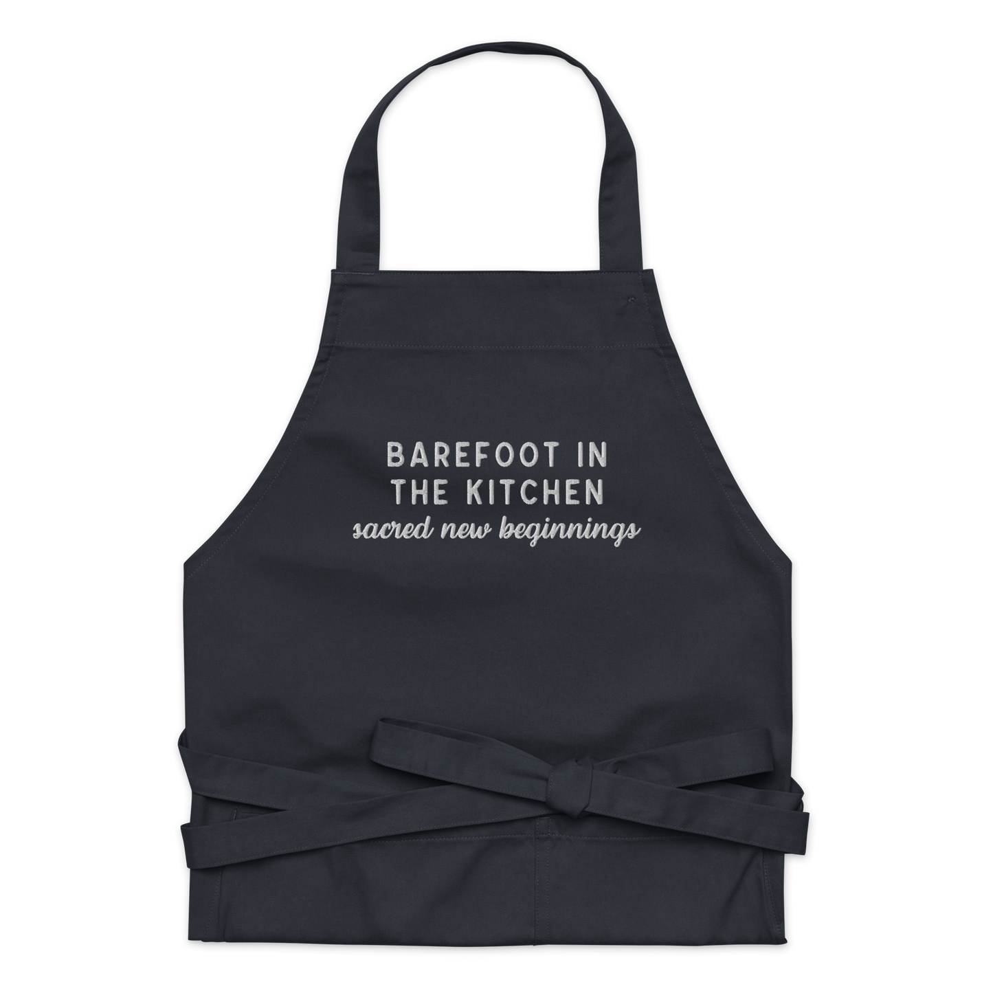 Barefoot in The Kitchen Embroidered Organic Cotton Apron