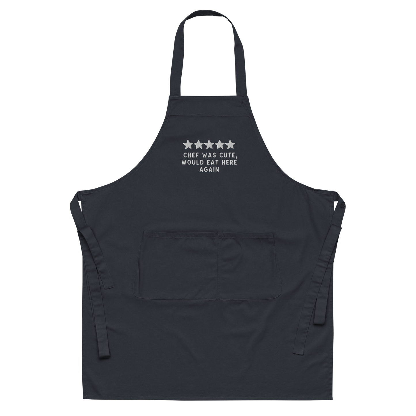 Chef Was Cute Embroidered Organic Cotton Apron