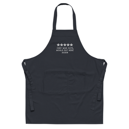 Chef Was Cute Embroidered Organic Cotton Apron