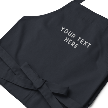 CUSTOM Your Text Embroidered Organic Cotton Apron