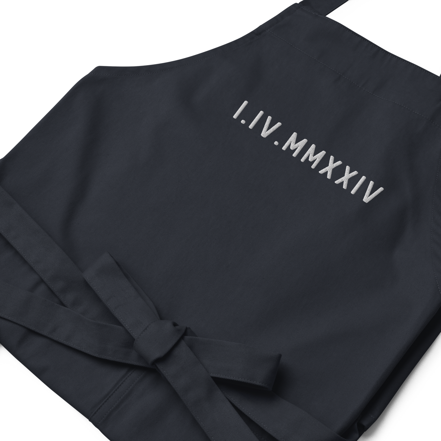 CUSTOM Roman Numerals Date Embroidered Organic Cotton Apron