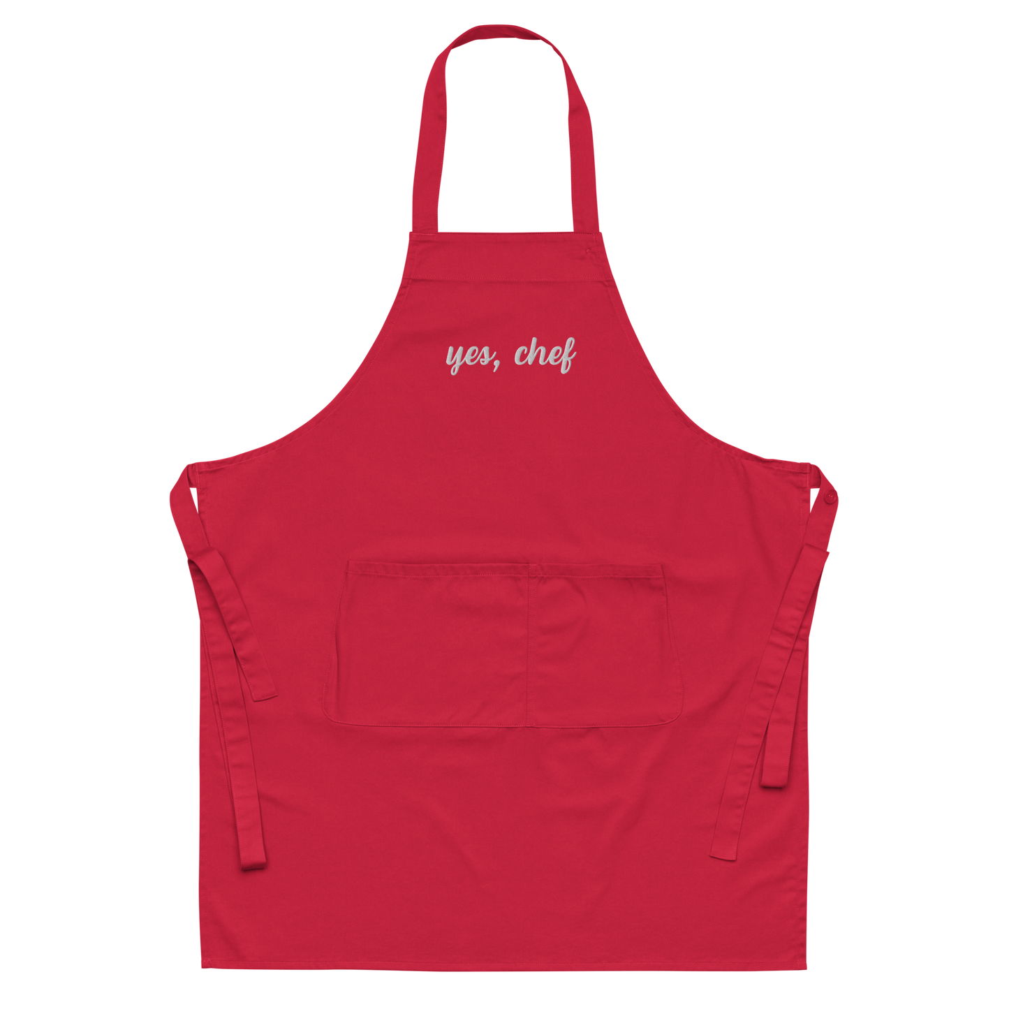 Yes, Chef Cursive Embroidered Organic Cotton Apron