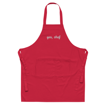 Yes, Chef Cursive Embroidered Organic Cotton Apron