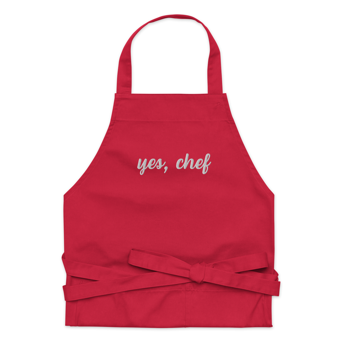 Yes, Chef Cursive Embroidered Organic Cotton Apron