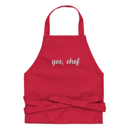 Yes, Chef Cursive Embroidered Organic Cotton Apron