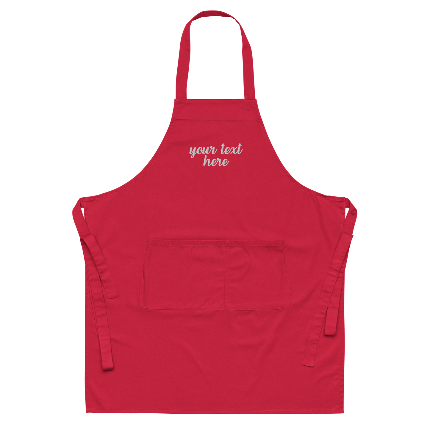 CUSTOM Your Text Cursive Embroidered Organic Cotton Apron