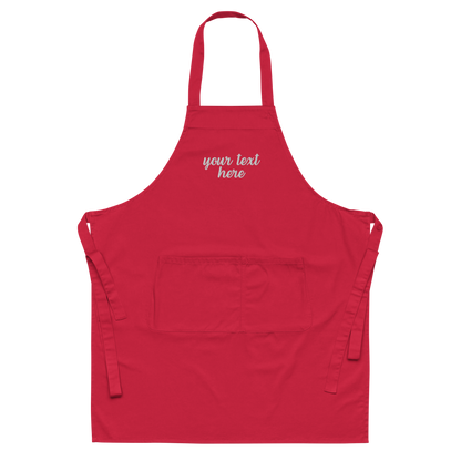 CUSTOM Your Text Cursive Embroidered Organic Cotton Apron