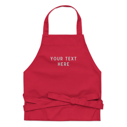 CUSTOM Your Text Embroidered Organic Cotton Apron