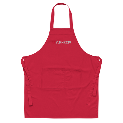 CUSTOM Roman Numerals Date Embroidered Organic Cotton Apron